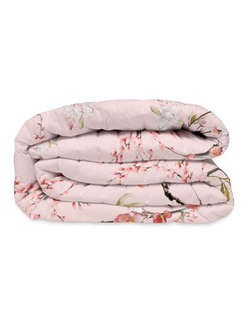 Colcha de algodón Chinoiserie rosa multicolor