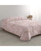 Colcha de algodón Chinoiserie rosa multicolor