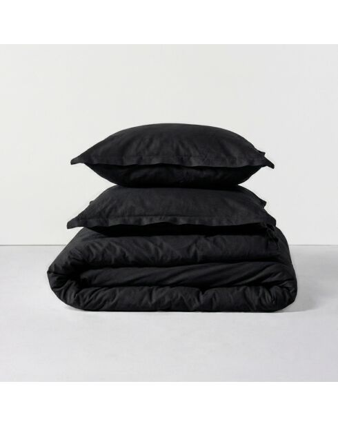 Housse de couette en coton Basic noir