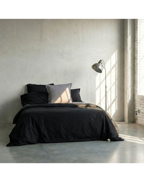 Housse de couette en coton Basic noir