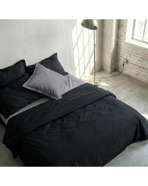 Housse de couette en coton Basic noir