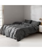 Housse de couette en coton Basic gris foncé