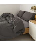 Housse de couette en coton Basic gris foncé