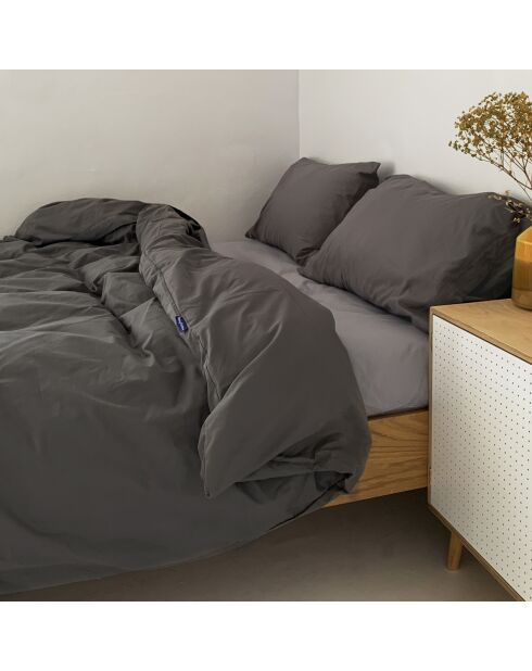 Housse de couette en coton Basic gris foncé