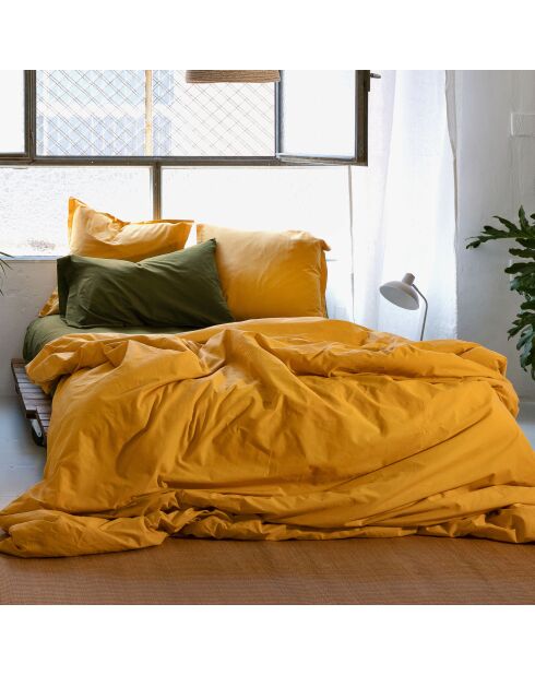 Housse de couette en coton Basic moutarde