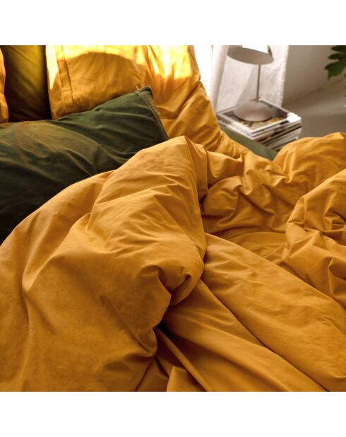 Housse de couette en coton Basic moutarde