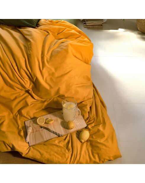 Housse de couette en coton Basic moutarde