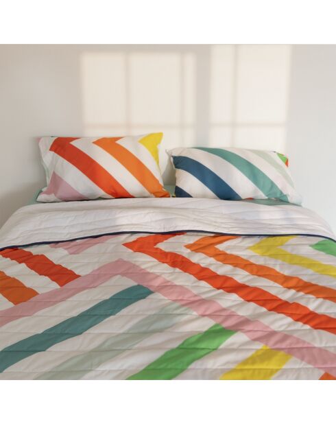 Colcha de algodón multicolor Happy Stripes