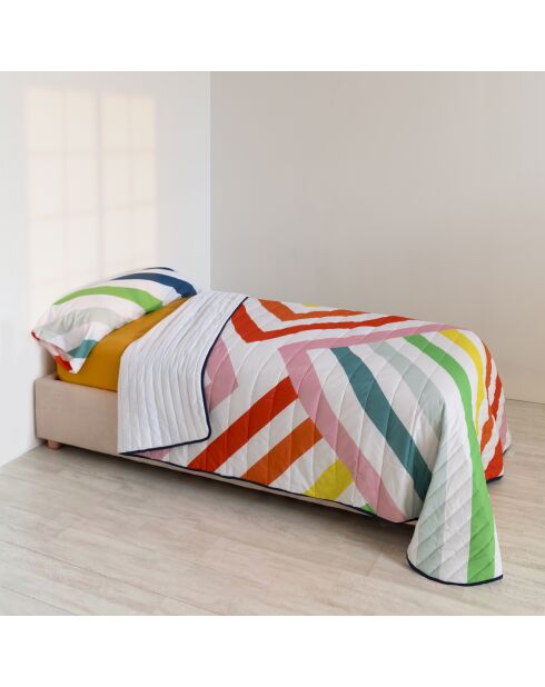 Colcha de algodón multicolor Happy Stripes