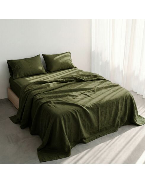 Drap en coton Basic  vert olive