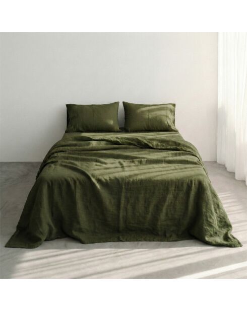 Drap en coton Basic  vert olive