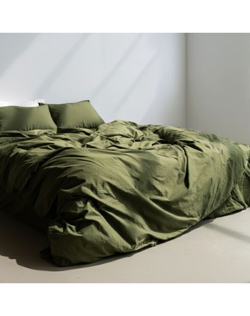 Housse de couette en coton Basic olive verte
