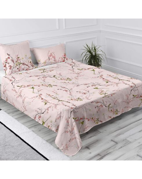 Drap en coton Chinoiserie rose  multicolore