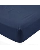Basic-Spannbetttuch aus Baumwolle in Marineblau