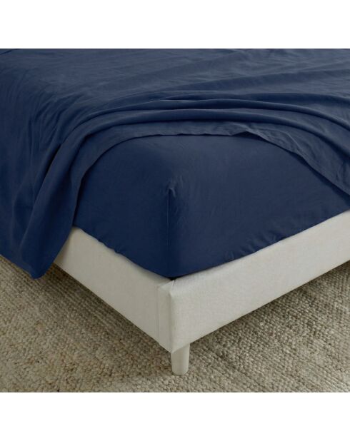 Basic-Spannbetttuch aus Baumwolle in Marineblau