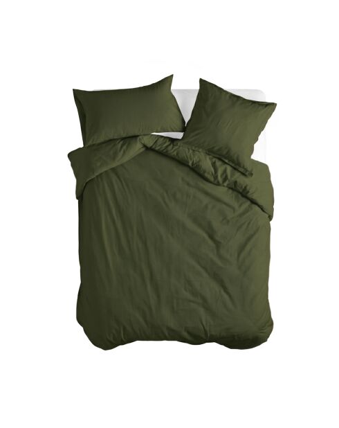 Housse de couette en coton Basic olive verte