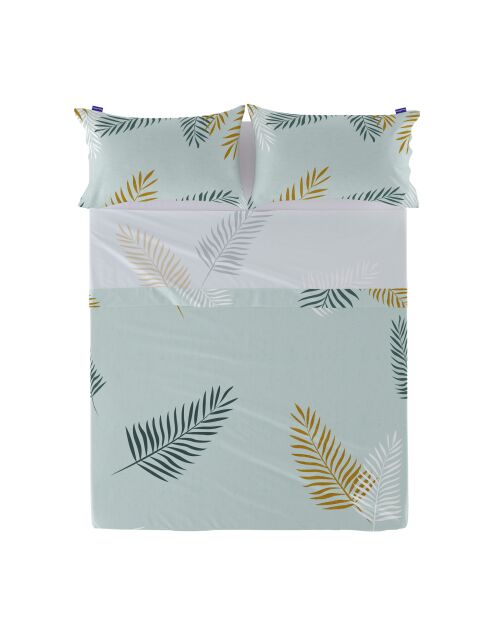 Drap en coton Foliage mint multicolore