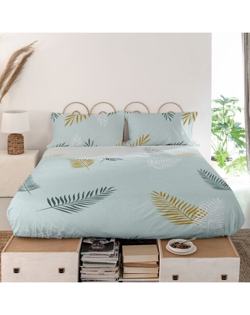 Drap en coton Foliage mint multicolore