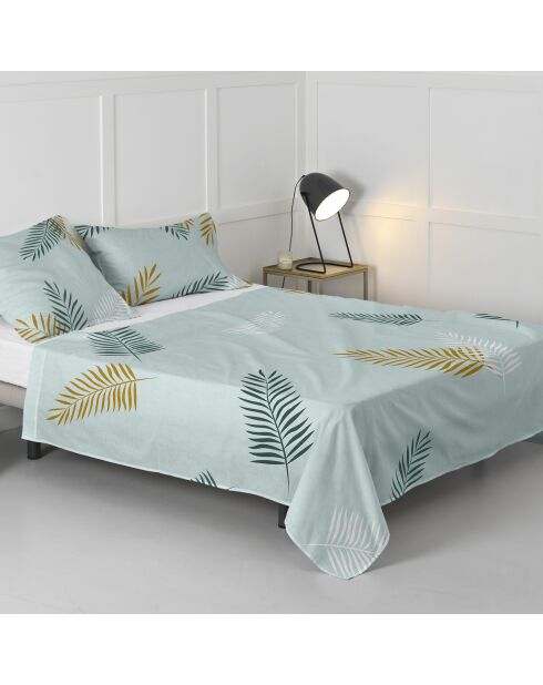 Drap en coton Foliage mint multicolore