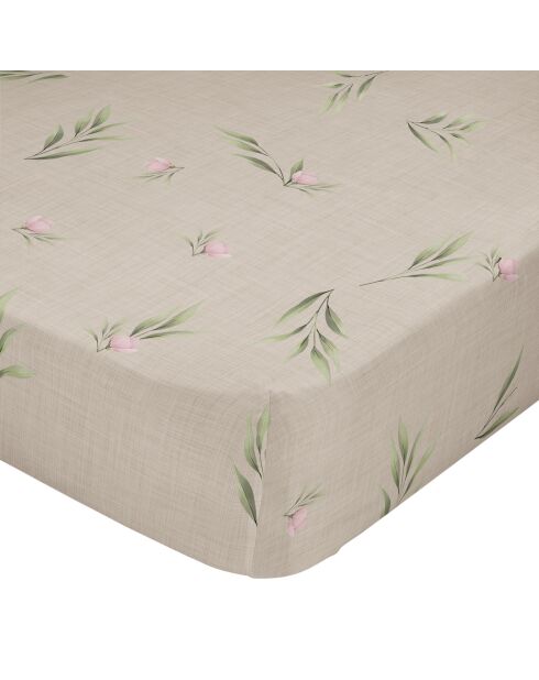 Spannbetttuch aus Baumwolle mit sommerlichem Blumenmuster (Bett 90), mehrfarbig, 90 x 200 x 32 cm