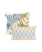 Housse de coussin en coton Foliage mint multicolore - 50x50 + 50x30 cm