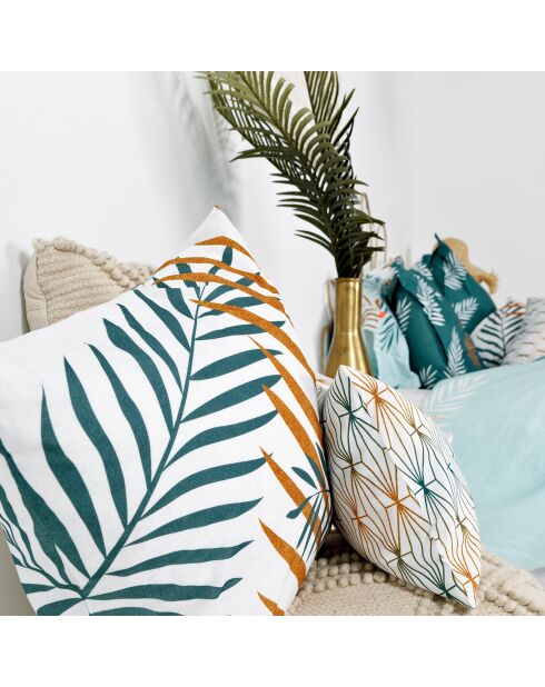 Housse de coussin en coton Foliage mint multicolore - 50x50 + 50x30 cm