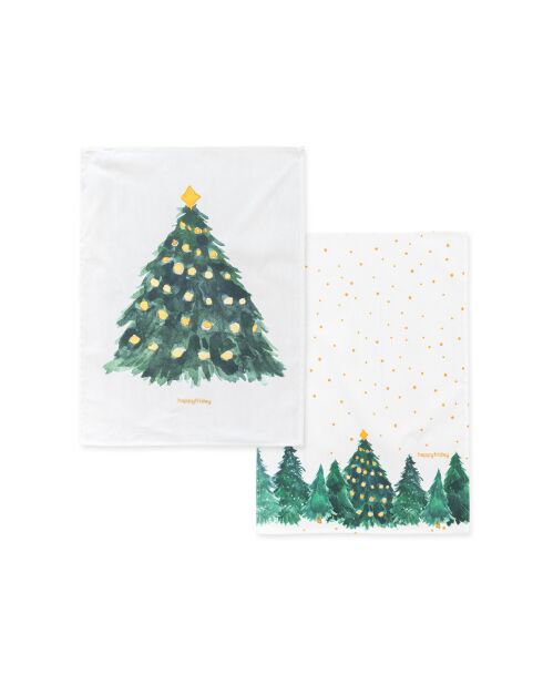 2 Torchons en coton Sapin multicolores - 70x50 cm