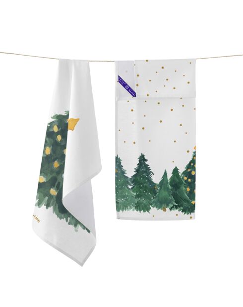 2 Torchons en coton Sapin multicolores - 70x50 cm