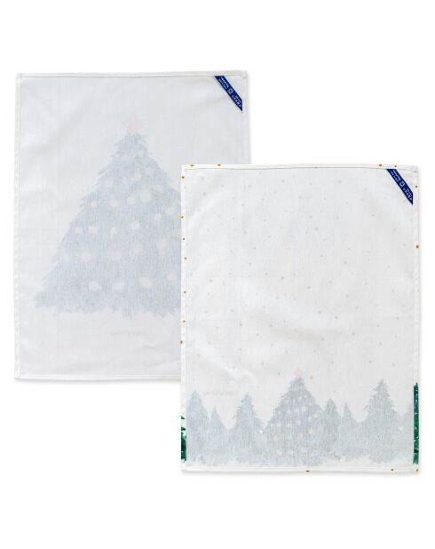 2 Torchons en coton Sapin multicolores - 70x50 cm