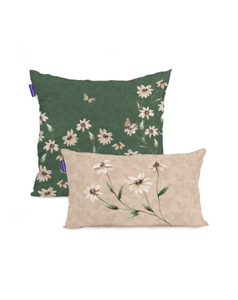 Tinny bloom veelkleurige katoenen kussenhoes - 50x50 + 50x30 cm