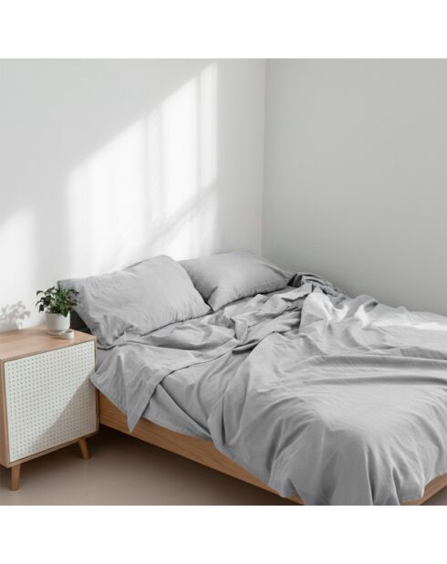 Drap en coton Basic gris clair