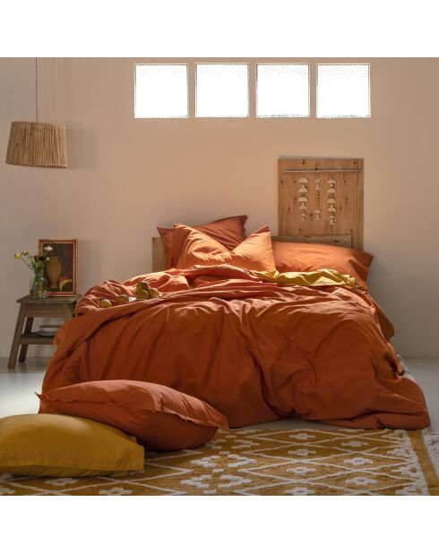 Housse de couette en coton Basic terre cuite