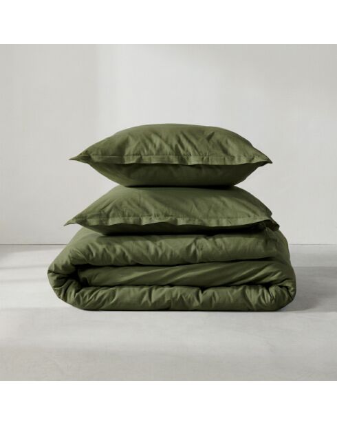 Housse de couette en coton Basic olive verte