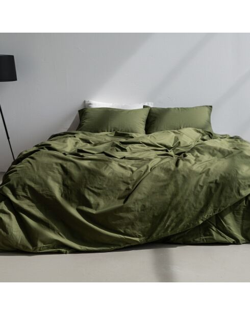Housse de couette en coton Basic olive verte