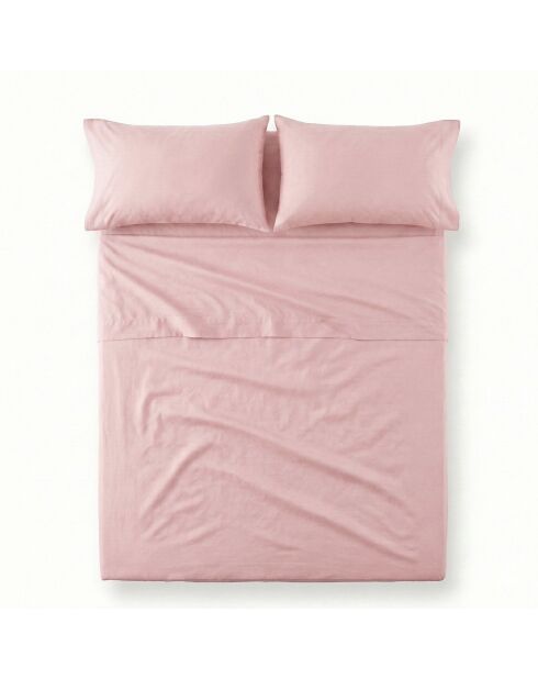 Drap en coton Basic rose pâle