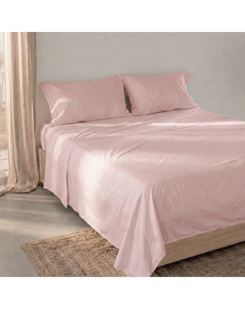 Drap en coton Basic rose pâle