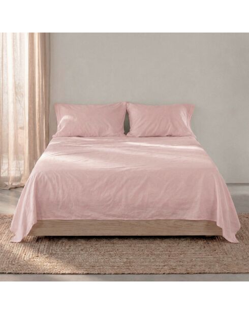 Drap en coton Basic rose pâle