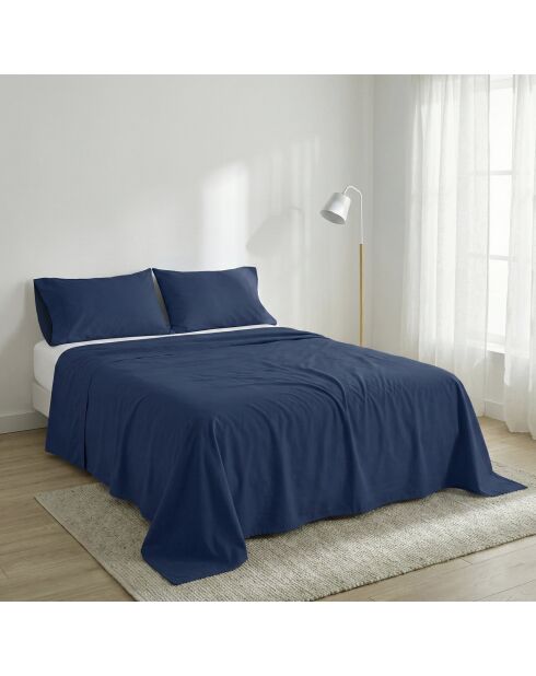 Drap en coton Basic bleu marine