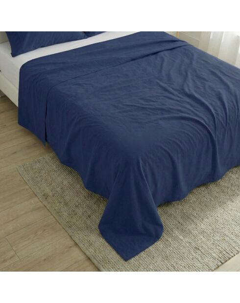 Drap en coton Basic bleu marine