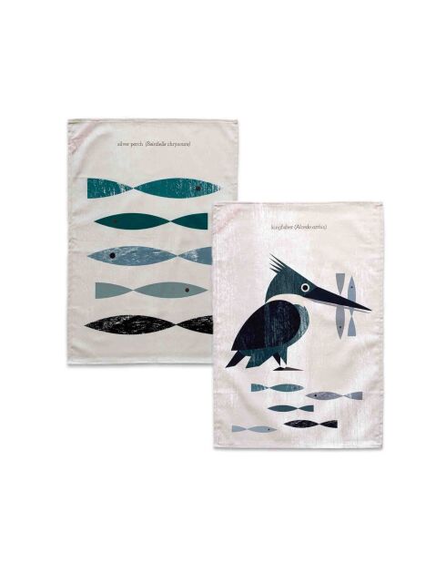 2 Torchons en coton Kingfisher multicolores - 70x50 cm