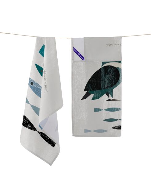 2 Torchons en coton Kingfisher multicolores - 70x50 cm