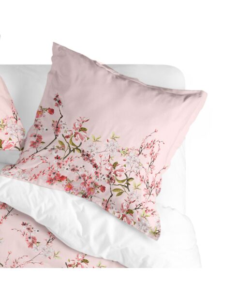 Federa in cotone Chinoiserie rosa multicolore - 60x60 cm