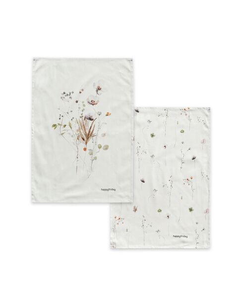 2 Torchons en coton Ikebana multicolores - 70x50 cm