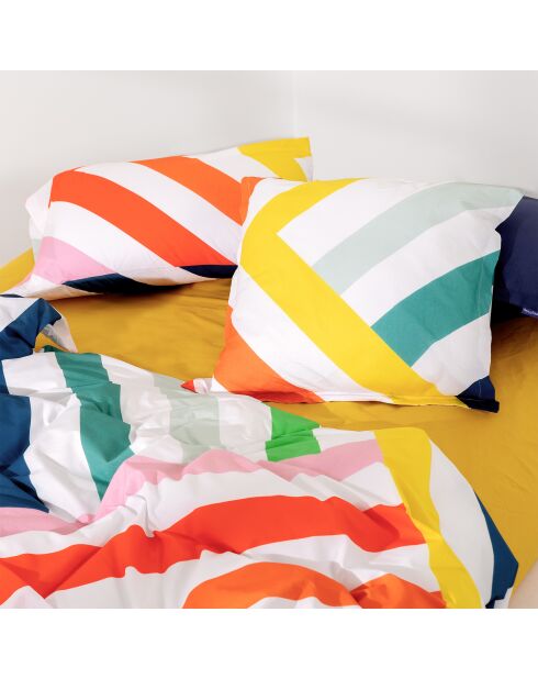 2 bunte Happy Stripes Kissenbezüge aus Baumwolle - 50x75 cm