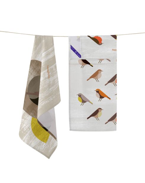 2 Torchons en coton Nest multicolores - 70x50 cm