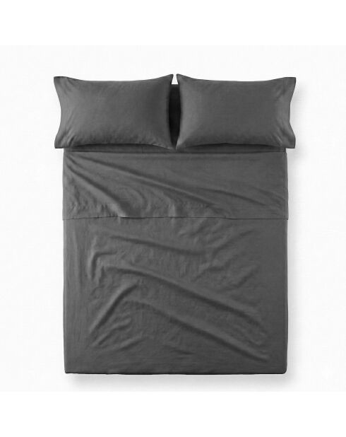 Drap en coton Basic gris foncé