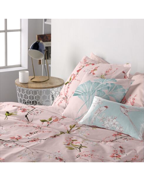 Housse de coussin en coton Chinoiserie rose multicolore - 60x60 cm