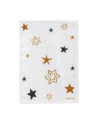 2 veelkleurige gouden katoenen kersttheedoeken - 70x50 cm