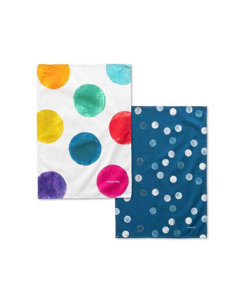 2 paños de cocina de algodón Confeti multicolores - 70x50 cm