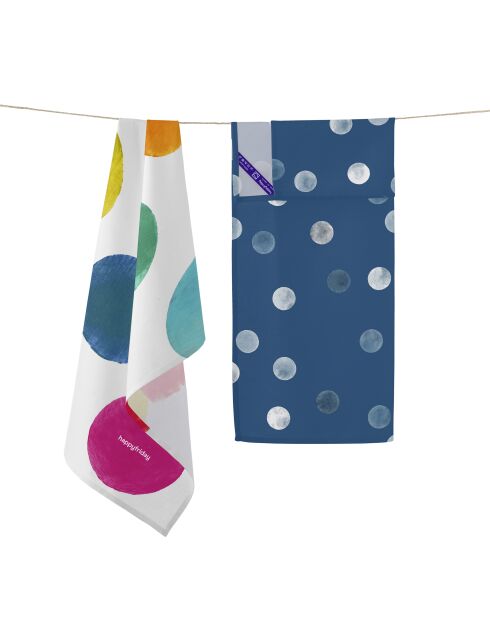 2 paños de cocina de algodón Confeti multicolores - 70x50 cm